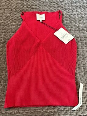 Reformation Bright Red Ribbed V-Neck Tank